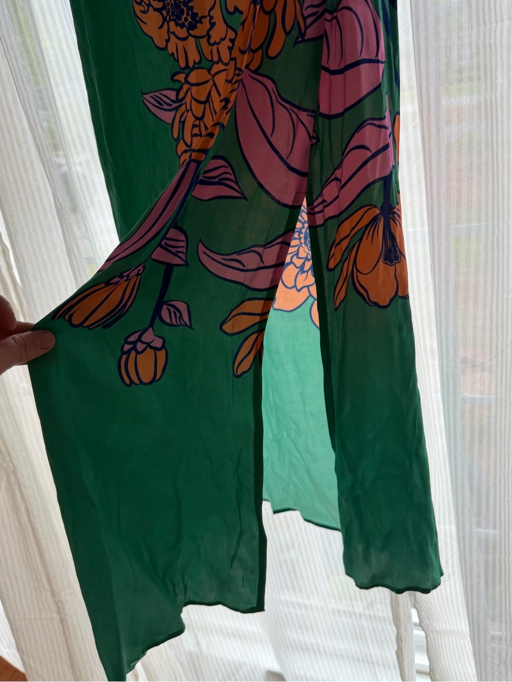 FARM Rio Teal One-Shoulder Midi Dress with Orange & Pink Floral Print - Picture 5 of 6